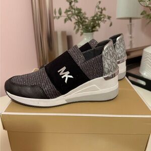 Michael Kors Silver and White Trainers